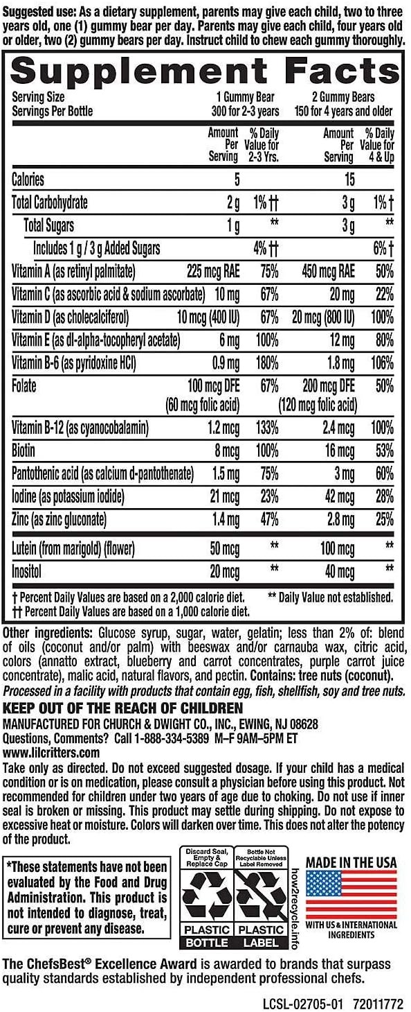 Lil Critters Gummy Vites Complete Multivitamin 300 Gummies For Kids Aged 2 Years and Above. (New Look) Exp 04-2027