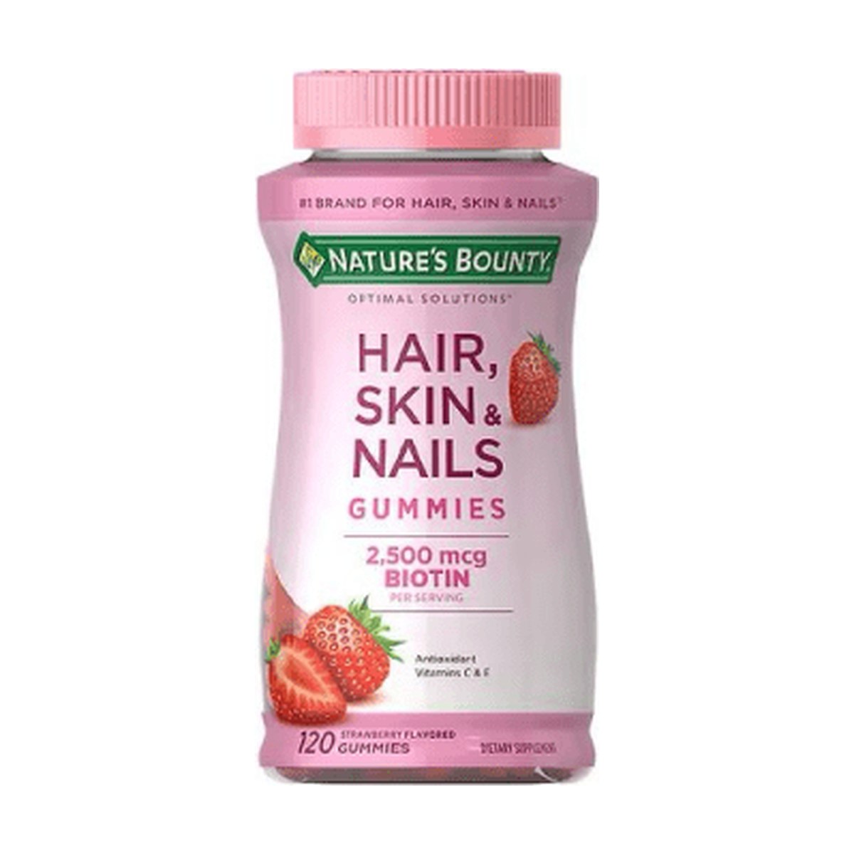 Nature's Bounty Optimal Solutions Hair, Skin & Nails Vitamin Gummies with Biotin 2500 mcg,120 Ct Exp 07-2026
