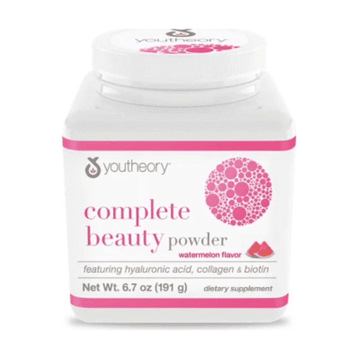 Youtheory Complete Beauty Powder, Watermelon Flavor, 21 Servings. EXP 06/2025