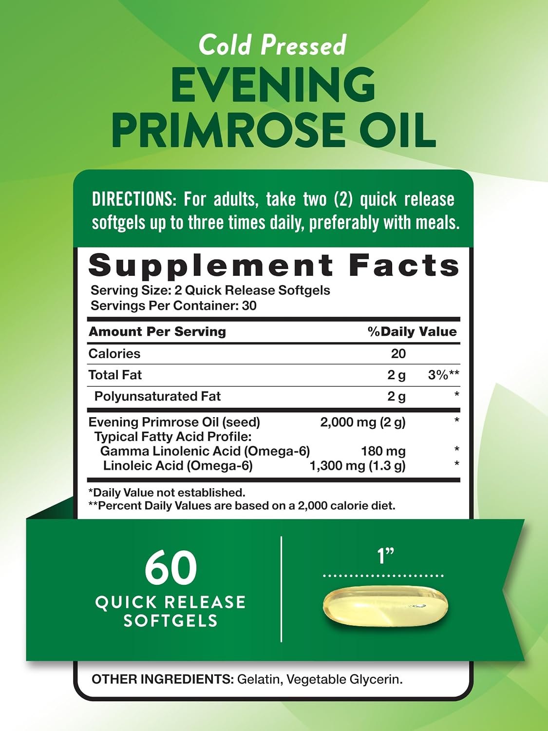 Nature’s Truth Evening Primrose Oil Capsules 2000mg Exp 03-2028