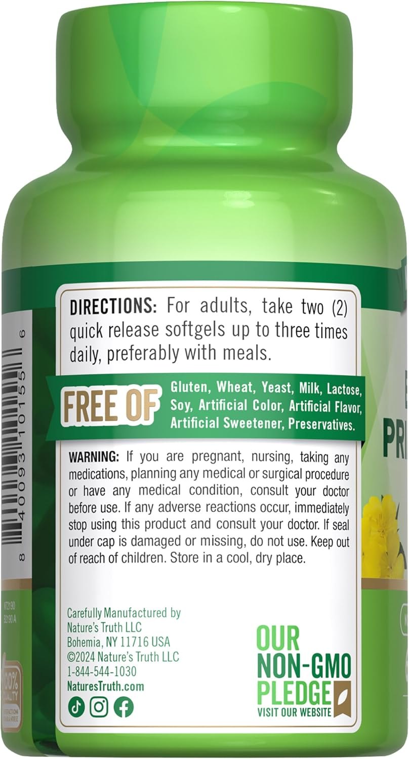 Nature’s Truth Evening Primrose Oil Capsules 2000mg Exp 03-2028
