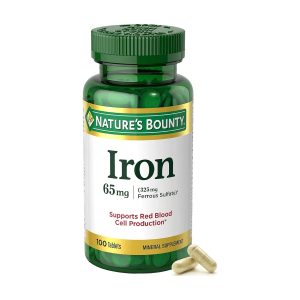 Nature's Bounty Mineral Supplement Iron Tablets, 65 mg, 100 Ct Exp 06-2028