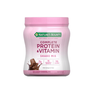 Nature's Bounty Optimal Solutions Protein Powder with 16 Vitamins & Minerals Plus Collagen & Fiber Chocolate, 1 Lb