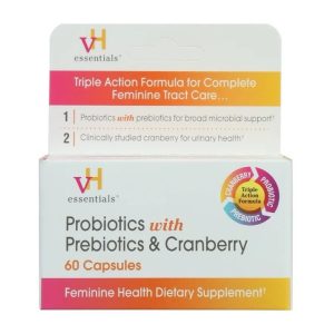 vH essentials Probiotics with Prebiotics and Cranberry Feminine Health Supplement, 60 Capsules, for Females EXP(Not dated)