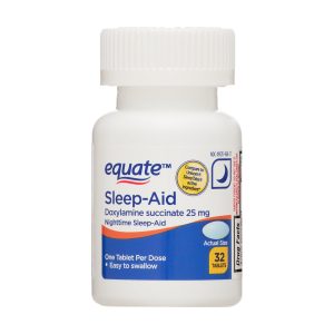 Equate Doxylamine Succinate 25mg Nighttime Sleep Support Supplement Tablets, 32 Count Exp 06-2026