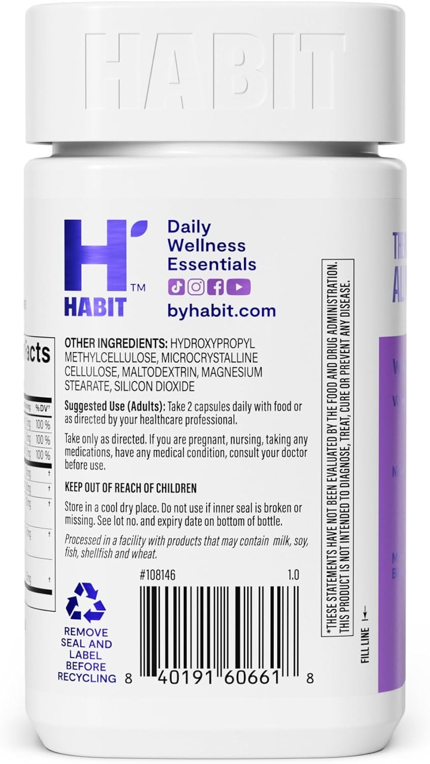 HABIT Libido Supplement with Ashwagandha, Maca, Vitamin B6 & E, 60 Capsules Exp 04-2027