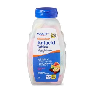 Equate Ultra Strength Antacid Chewable Fruit Tablets, over the Counter, 1000 mg, 72 Ct Exp 06-2027
