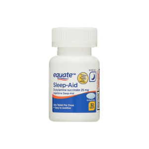 Equate Doxylamine Succinate 25mg Nighttime Sleep Support Supplement Tablets, 32 Count Exp O6-2026