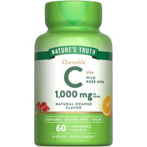 Natures Truth Chewable Vitamin C with Rose Hips | 1000 mg | 60 Tablets Exp 04-2027