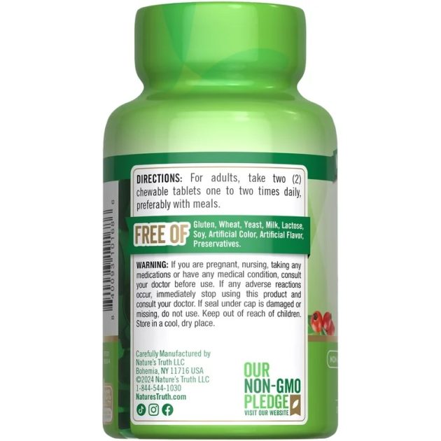 Natures Truth Chewable Vitamin C with Rose Hips | 500 mg | 60 Tablets | Exp 04-2027| - Image 2