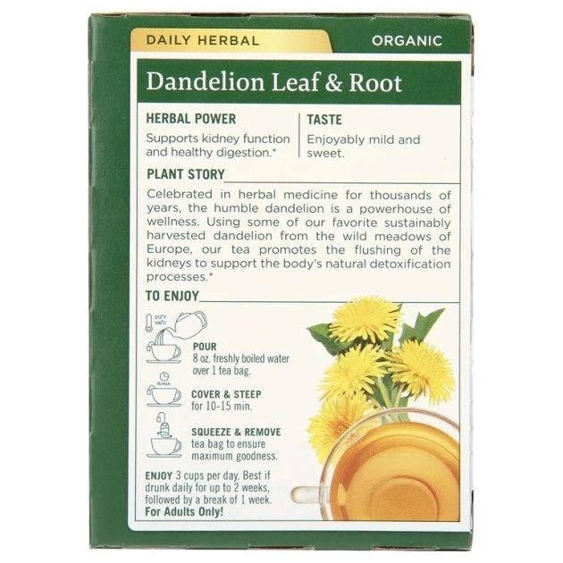 Traditional Medicinals Organic Dandelion Leaf & Root Herbal Supplement, 16 count, .99 oz Exp 01-2028 - Image 2