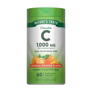 Nature's Truth Chewable Vitamin C with Rose Hips | 1000 mg | 60 Tablets Exp 04-2027