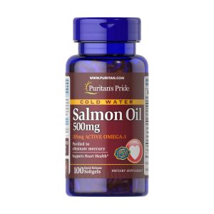 Puritan's Pride Omega-3 Salmon Oil 500 mg 100 Softgels Exp 11-2025