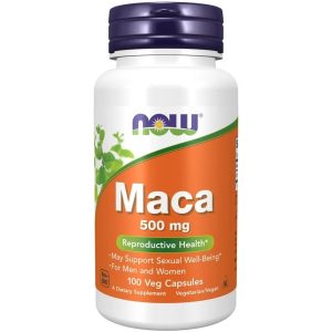 NOW Maca 500 mg, For Men and Women, Reproductive Health 100 Veg Capsules Exp 12-2027