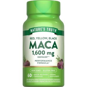 Nature's Truth Maca Root 1600 mg | 60 Capsules | Male Performance Pills Exp 07-2027