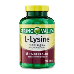 Spring Valley L-Lysine Dietary Supplement Tablets for Tissue Health, 1000 mg, 100 Count Exp 11-2027