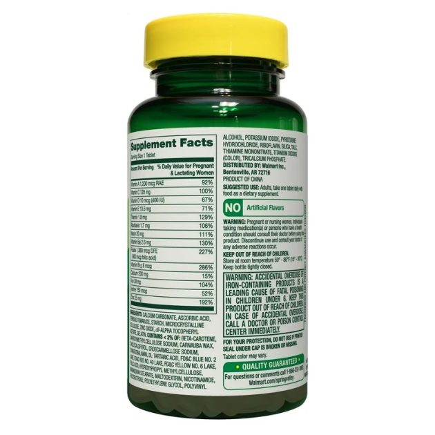 Spring Valley Prenatal Multivitamin/Multimineral for Pregnant and Nursing Women Dietary Supplement Tablets, 100 Count - Image 2