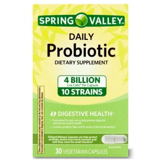 Spring Valley Daily Probiotic Delayed Release Capsules for Digestive Health, 4 Billion Live Cells, 30 Count Exp 10-2025