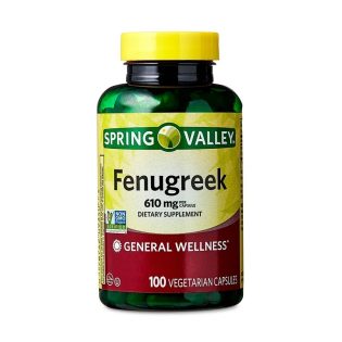Spring Valley Fenugreek Dietary Supplement Vegetarian Capsules for General Wellness, 610 mg, 100 Count Exp 03-2028