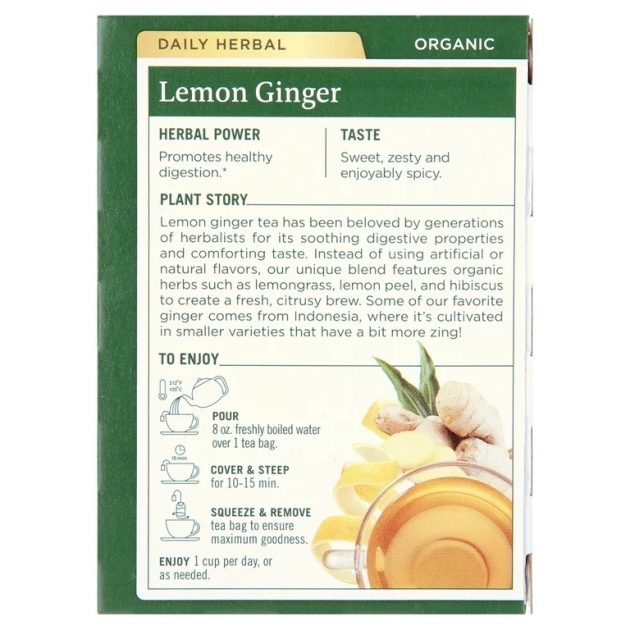 Traditional Medicinals Lemon Ginger Herbal Tea 16 Count Exp 01-2028 - Image 2