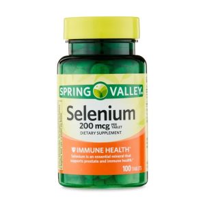 Spring Valley Selenium Dietary Supplement Tablets for Immune Health, 200 mcg, 100 Count Exp 11-2027