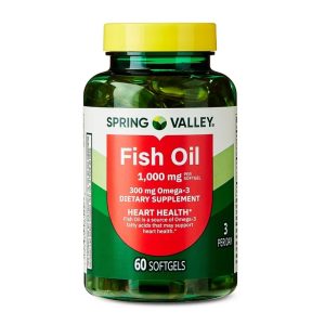 Spring Valley Omega-3 from Fish Oil Softgels for Heart Health, 1000 mg, 60 Count Exp 03-2027