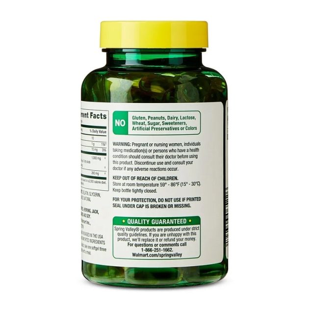 Spring Valley Omega-3 from Fish Oil Softgels for Heart Health, 1000 mg, 60 Count - Image 2