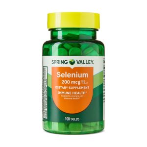 Spring Valley Selenium Dietary Supplement Tablets for Immune Health, 200 mcg, 100 Count Exp 11-2027