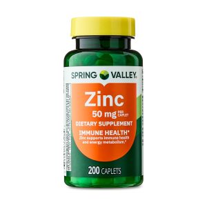 Spring Valley Zinc Dietary Supplement Caplets for Immune Health, 50 mg, 200 Count Exp 02-2027