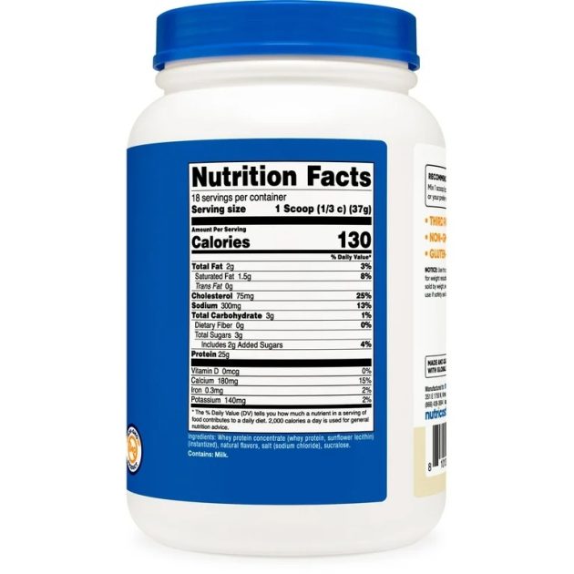 Nutricost Whey Protein Concentrate (1.5 Pounds, Vanilla) - 25 Grams of Protein Powder per Serving Exp 09-2027 - Image 3