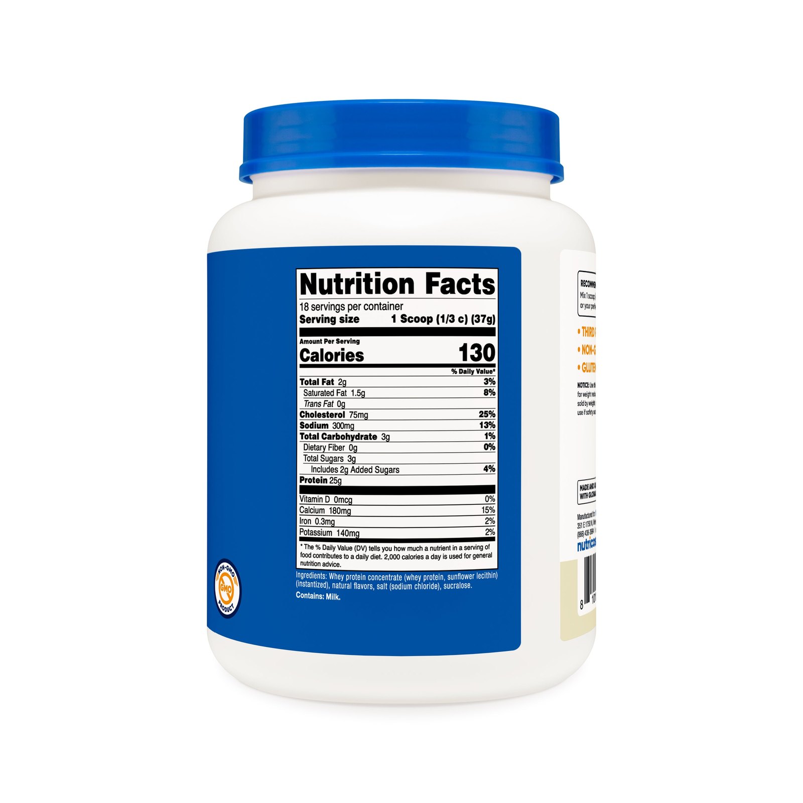 Nutricost Whey Protein Concentrate (1.5 Pounds, Vanilla) - 25 Grams of Protein Powder per Serving Exp 09-2027