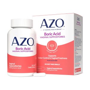 AZO Boric Acid Vaginal Suppositories with Aloe Vera, Supports Odor Control & Freshness Naturally, FSA/HSA Eligible, 14 Count Exp 06-2027