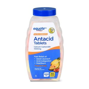 Equate Ultra Strength Antacid Tropical Fruit Chewable Tablets, 1000 mg, 160 Count. Exp 07-2027