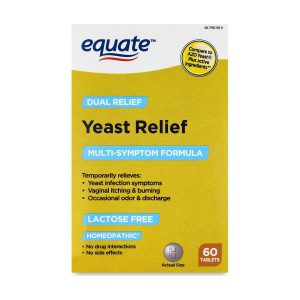 Equate Yeast Relief Tablets for Yeast Infection Symptoms, 60 Count. Exp 06-2027