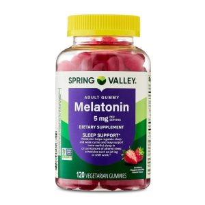 Spring Valley Non GMO Melatonin Sleep Support Dietary Supplement Gummies, Strawberry, 5 mg, 120 Count Exp 04-27