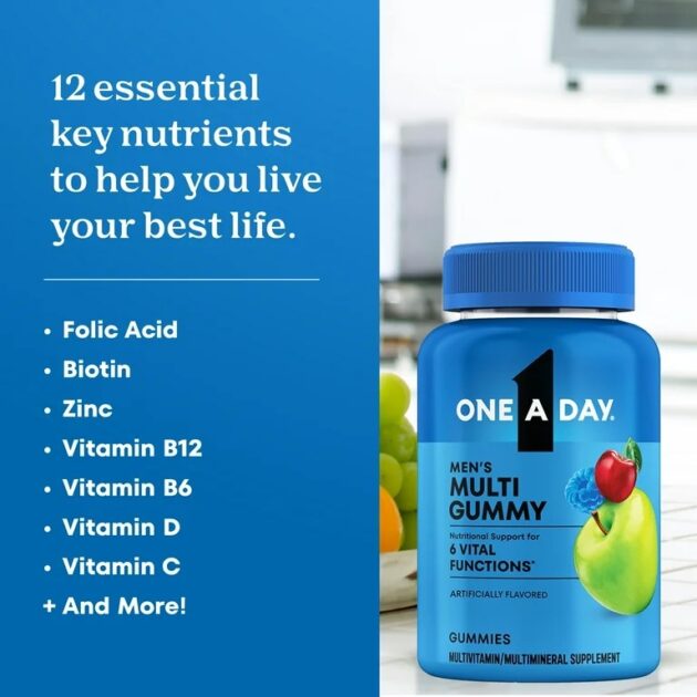 One A Day Mens Multivitamins Gummies with B Vitamins, Physical Energy & Immune Health Support 80 Count - Image 4