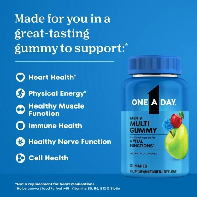 One A Day Mens Multivitamins Gummies with B Vitamins, Physical Energy & Immune Health Support 80 Count - Image 3
