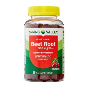 Spring Valley Beet Root Heart Health Dietary Supplement Gummies, Cherry, 500 mg, 60 Count Exp 12-2026
