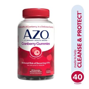 AZO Cranberry Urinary Tract Health Gummies Supplement, Helps Cleanse & Protect for Reduced UTIs, Berrylicious Flavor, 40 Count Exp 11-2026