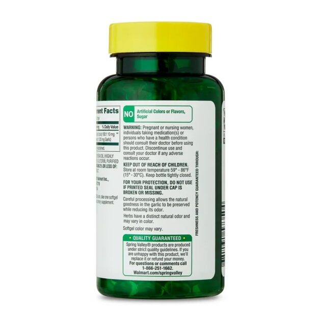 Spring Valley Odor-Controlled Garlic Dietary Supplement Softgels for Heart Health, 1000 mg, 120 Count - Image 2