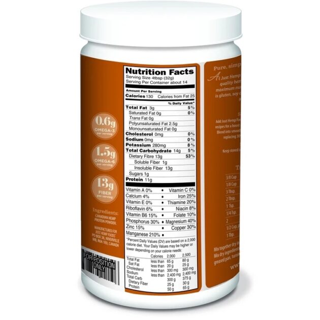 Just Hemp Foods Hemp Protein & Fiber Powder, 11g of Protein & 11g of Fiber per Serving, 16 oz - Image 3