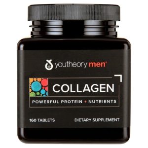 Youtheory Men Collagen Dietary Supplement Hair & Skin Support, 160 Count Exp 12-2027