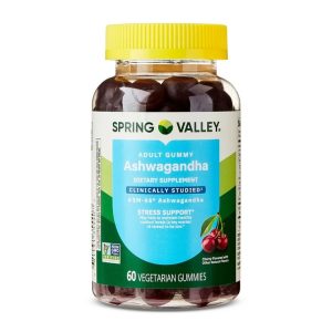 Spring Valley Ashwagandha Vegetarian Gummies for Stress Support Dietary Supplement, Cherry Flavor, 60 Count Exp 10-2026