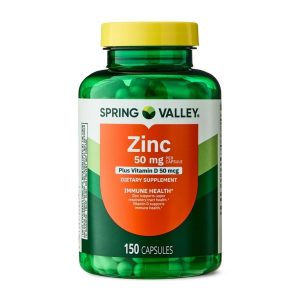 Spring Valley Zinc with Vitamin D, 50 mg, 150 Count, Dietary Supplement Capsules for Immune Health Exp 04-2027