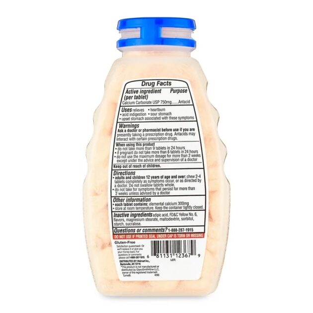 Equate Extra Strength Sugar-Free Antacid Orange Cream Chewable Tablets, 750 mg 90 Count - Image 2
