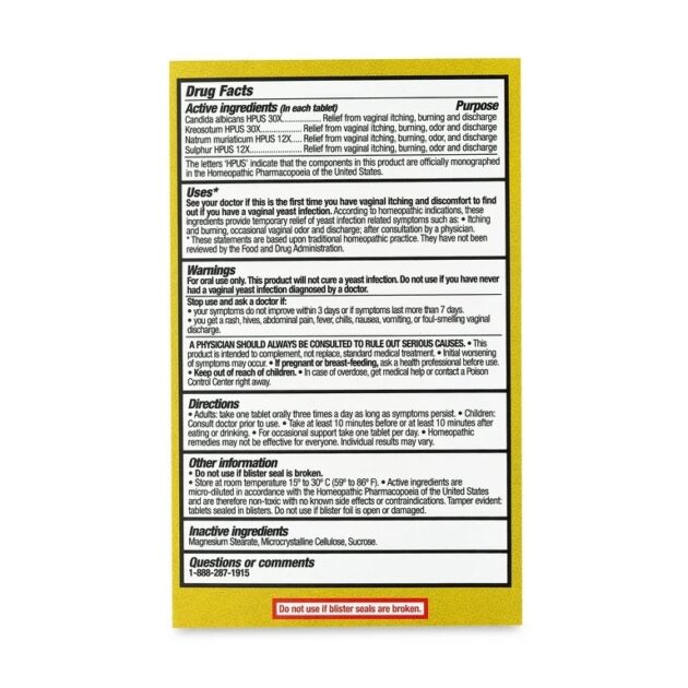 Equate Yeast Relief Tablets for Yeast Infection Symptoms, 60 Count. - Image 2