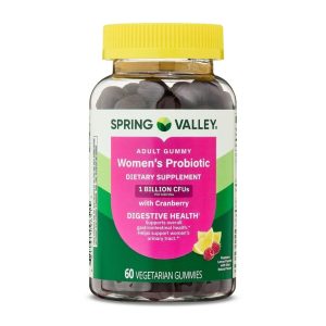 Spring Valley Women's Probiotic with Cranberry Vegetarian Gummies for Digestive Health, Raspberry Lemon, 1 Billion CFU, 60 Count Exp 11-2026