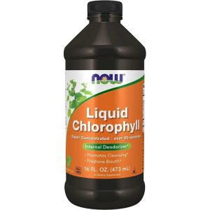 NOW Supplements, Liquid Chlorophyll, Super Concentrated, Internal Deodorizer, Mint Flavor, 16-Ounce Exp 06-2029