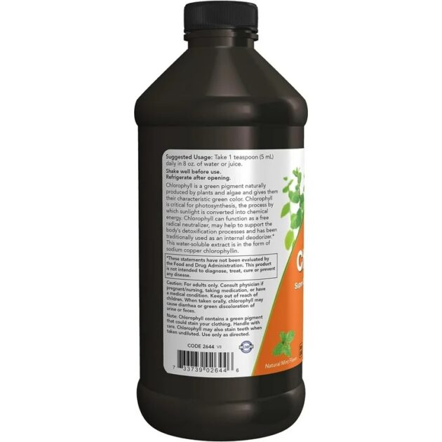 NOW Supplements, Liquid Chlorophyll, Super Concentrated, Internal Deodorizer*, Mint Flavor, 16-Ounce - Image 3
