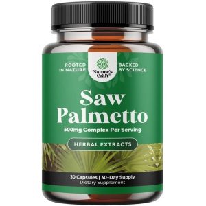 Natures Craft Extra Strength 500mg Saw Palmetto Complex for Prostate and Urinary Support, 30 Ct Exp 05-2027